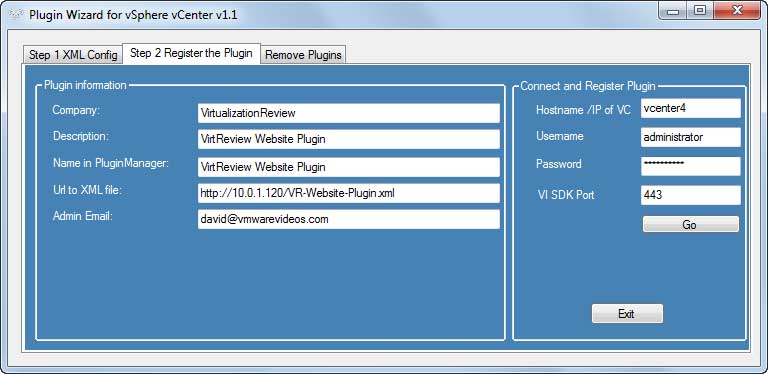 Register the vSphere Plugin Wizard.