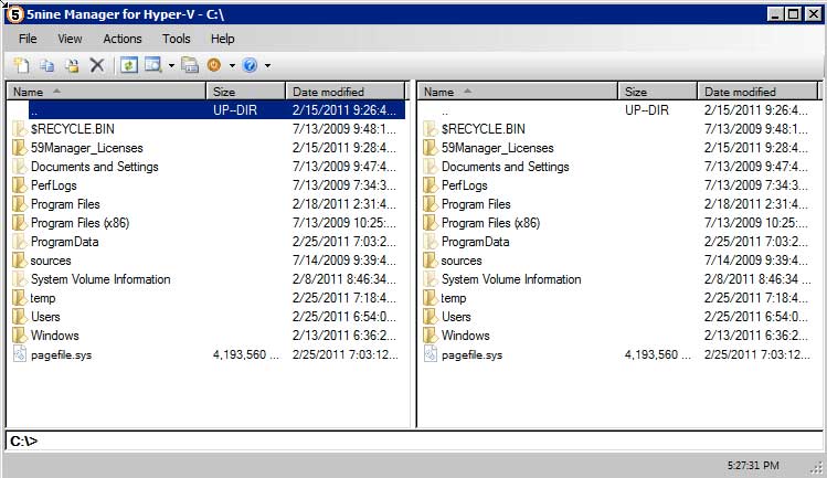 The file explorer/manager is the only way to locally manage files using a GUI on Windows Core or Free Hyper-V.