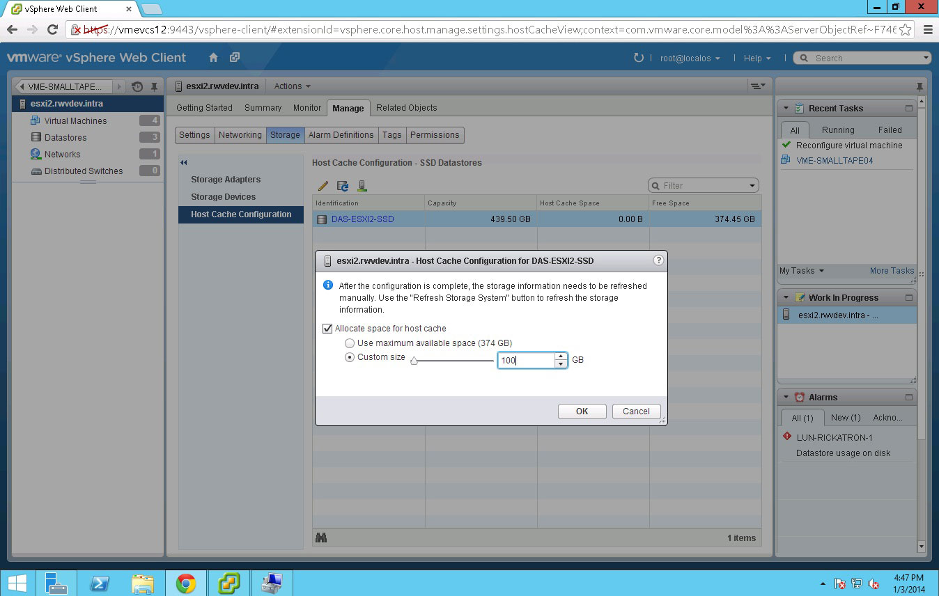 Each host needs to have a quantity or pool of SSD storage designated for flash read cache.