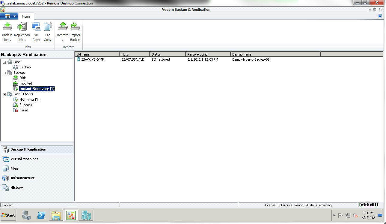 Veeam Backup and Recovery 6.1 sports a new Microsoft Dynamics-like interface.