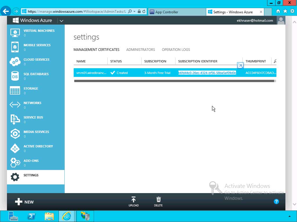 Generating an Azure subscription ID.