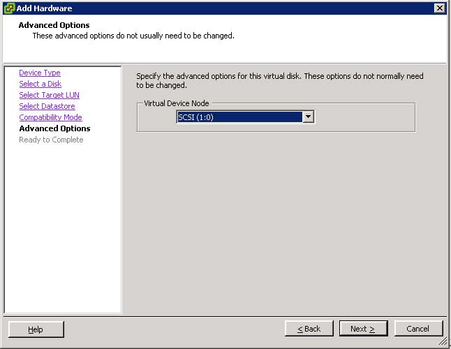 Selecting a new SCSI controller.